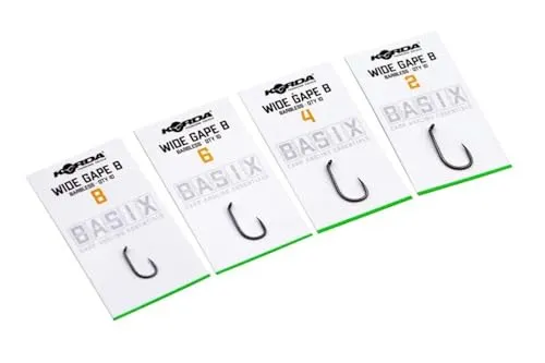 Korda Basix Wide Gape Barbless Größe 8 KBX007 Haken Hook Hooks Angelhaken Karpfenhaken