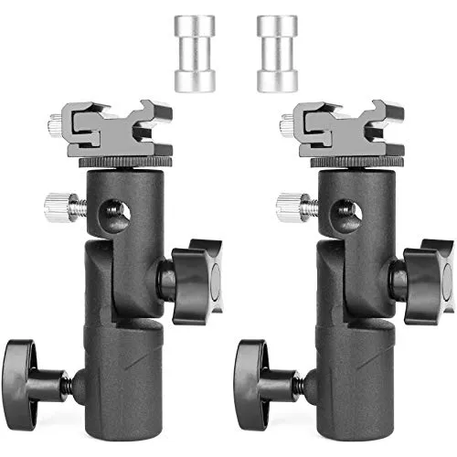 Blitzneiger Schirmhalter Aluminium Blitzschuh ChromLives 2 Stücke Blitzlichtständer mit Blitzschuhe 1/4