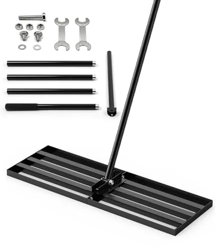Lawn Leveling Rake 2-in-1 Rasenbelüfter & Sandstreuer mit schmaler Kante | Rostfrei durch Pulverbeschichtung |204x 76x 25cm | Ideal für Garten, Golfplatz und Landschaftsbau