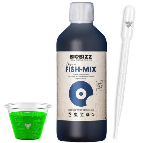 Biobizz Fish Mix 1L mit Pipette und Grow Messbecher  Organischer Flüssigdünger