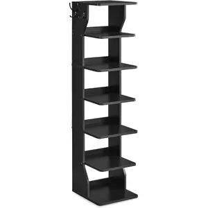 VASAGLE Schuhregal mit 7/9 Ebenen – Platzsparendes Standregal für den Eingangsbereich - Schuhregal für kleine Räume, bietet Platz für verschiedene Schuhgrößen und hat 2 praktische Haken für Schlüssel. Stabil und sicher mit Kippschutz, ideal für den Flur.