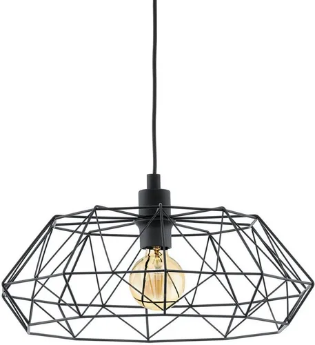 EGLO Pendellampe Carlton 2 - Vintage Hängelampe aus Stahl - Lampen im Vintage-Style mit geometrischem Drahtschirm, der faszinierende Licht- und Schattenspiele erzeugt. Ideal für Wohnzimmer, Küche oder Esszimmer. E27 Fassung, dimmbar, max. 60 W.