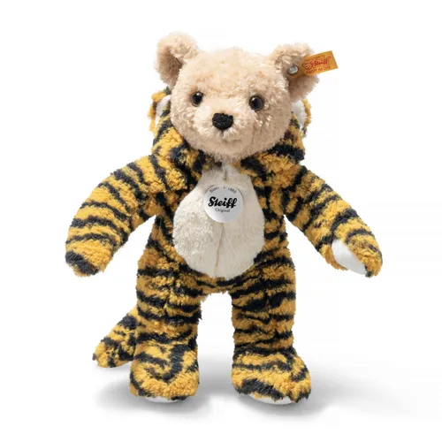 Steiff Kuscheltier Hoodie-Teddybär Tiger – 27 cm Plüschtier - Stofftiere & Teddybären, wandelbar zwischen Teddybär und Tiger, idealer Spielkamerad für Kinder, kuschelig und waschbar bei 30 °C.