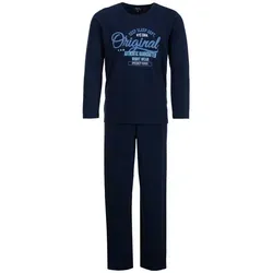 Henry Terre Schlafanzug Pyjama Set Langarm - Original Authentic Nightwear blau L