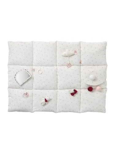 VERTBAUDET Baby Activity-Decke wollweiß Cherry - Vielfältige Spielmöglichkeiten auf einer Patchwork-Decke mit 3D-Applikationen. Ideal für die Förderung der Sinne und das Entdecken neuer Texturen.