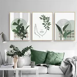 Grüne Pflanze Poster Set 3-teilig von Martin Kench - Moderne Bohemian Wandbilder 50x70cm, bringen Frische und Stil in Ihr Zuhause mit einzigartigem Grünpflanzenmuster für eine beruhigende Atmosphäre.