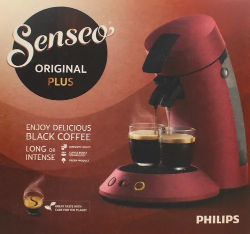 Philips Senseo Original Plus Kaffeepadmaschine dunkelrot CSA210 - Filter-Kaffeemaschinen mit einzigartigem Brühsystem für perfekten Kaffeegenuss, stilvolles Design in dunkelrot.