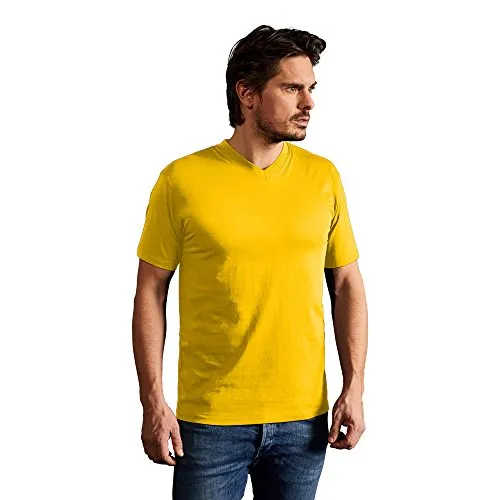 Premium V-Ausschnitt T-Shirt Herren, Gelb, XL