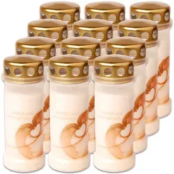 Grablicht Nr. 6 mit Deckel und Motiv Herz (12 Stück)