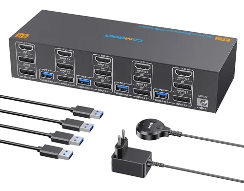 8K KVM Switch für 4 PCs und 3 Monitore – HDMI 2.1 & DisplayPort 1.4