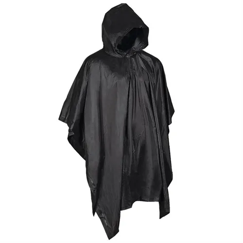 MIL-TEC Poncho Mit Kapuze Vielseitig Wasserabweisend Mit Netztasche Schwarz