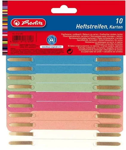 Herlitz Heftstreifen 34 x 150 mm RC Karton farbig sortiert 10 Stück