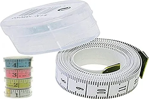 Jean Jean Products Schneidermaßband, Glasfaser-Kunststoff, 1,5 m, Schwarz/Weiß, inklusive kleiner transparenter Aufbewahrungsbox