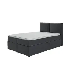 S-STYLE MÖBEL Vortex Boxspringbett 140x200 - Modernes Boxspringbett mit luxuriösem Graphit-Mikrofaserbezug, abnehmbarem Topper und praktischen Bettkästen für optimalen Stauraum. Ideal für stilvolle Schlafzimmer!