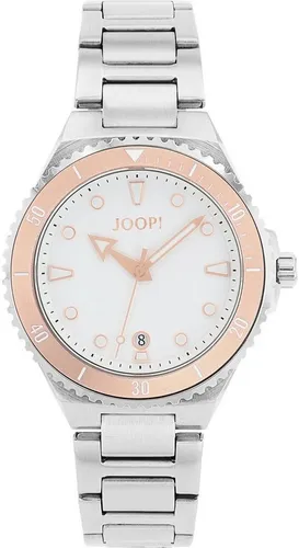 JOOP! Damen Armbanduhr 2037684 - Elegante Edelstahl Bicolor Uhr - Stilvolle Damen Armbanduhr mit analoger Anzeige, 12-Stunden-Zifferblatt und Datumsanzeige. Ideal für jeden Anlass, spritzwasserfest und mit edlem Edelstahlarmband. Perfektes Accessoire für modebewusste Frauen.