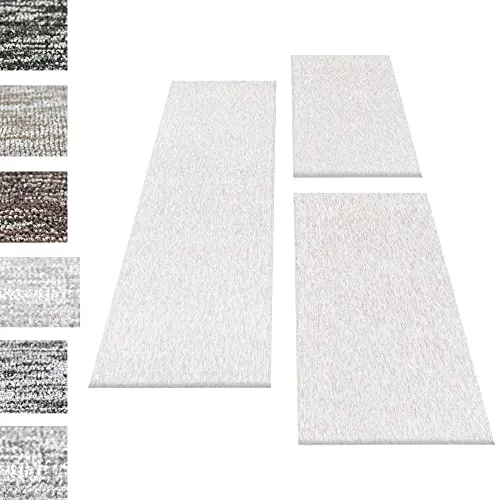 Carpettex Bettumrandung Schlafzimmer 3teilig - Weiches Bettset in Creme - Teppiche für das Schlafzimmer, 3-teiliges Set mit zwei Läufern (80x150) und einem Vorleger (80x250), maschinengewebt aus 100% Polypropylen für hohen Komfort und einfache Handreinigung.