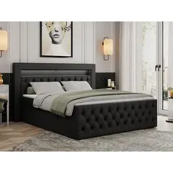 Boxspringbett 200x200 mit LED Kopfteil in gold von MKS Meble