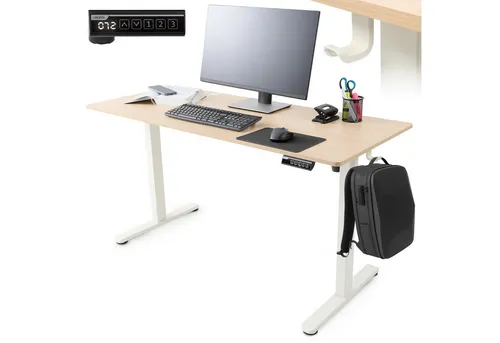 Arebos Elektrisch Höhenverstellbarer Schreibtisch 140 x 60 cm - Schreibtisch mit Memory-Funktion: Stufenlos höhenverstellbar von 72 bis 118 cm für ergonomisches Arbeiten, ideal für Büro und Homeoffice. Hohe Stabilität mit 50 kg Tragkraft und integriertem Kabelmanagement.
