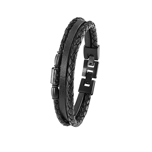 s.Oliver Herren Armband Edelstahl Carbon/Leder, 20+1,5 cm, Schwarz - Elegantes Armband aus Edelstahl und Carbon/Leder, verpackt in einer Schmuck Geschenk Box. Anpassungsfähig mit Klappverschluss, ideal für stilbewusste Herren.