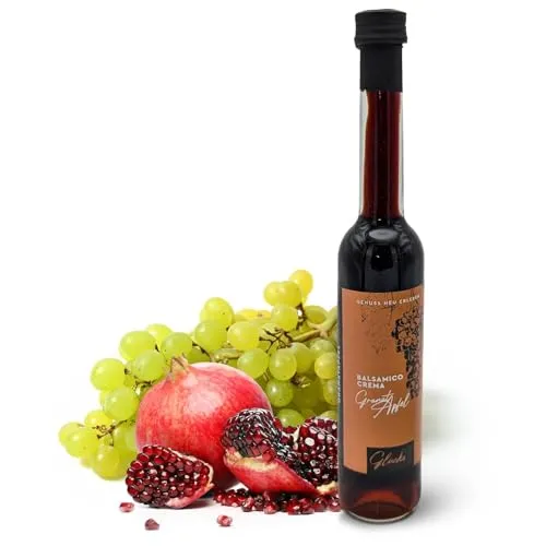 Glücks Momente - Granatapfel Crema - 100ml Balsamico Crema Frucht Essigzubereitung mit 3% Säure, für Dressings, Marinaden & Desserts - Balsamico Essig aus Deutschland, Feinkost Geschenkidee