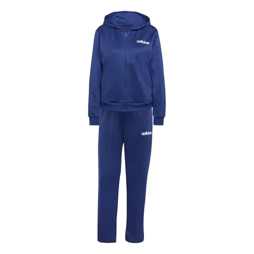 adidas Damen ESSENTIALS LINEAR TRACKSUIT, dark blue, XS - Trainingsanzüge aus 100% recyceltem Polyester, regulär geschnittenes Oberteil und schmal geschnittene Hose mit elastischem Bund für perfekten Komfort und Stil.