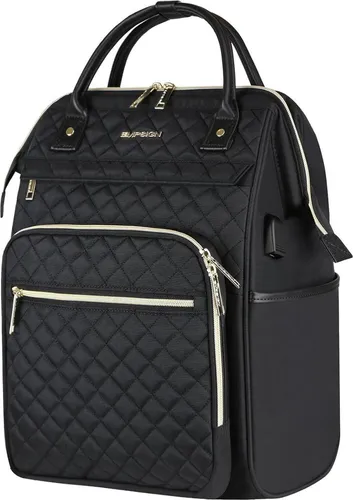 EMPSIGN Damen Laptop Rucksack Schwarz 17 Zoll mit USB-Anschluss
