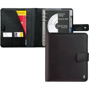 Chronoplan 50103 nachfüllbarer Terminplaner - Präsentationszubehör: A5 Terminplaner aus nachhaltigem Kunstleder, nachfüllbar und ideal für unterwegs. Mit praktischer Verschlusslasche und 6er Rundringmechanik für optimale Organisation.