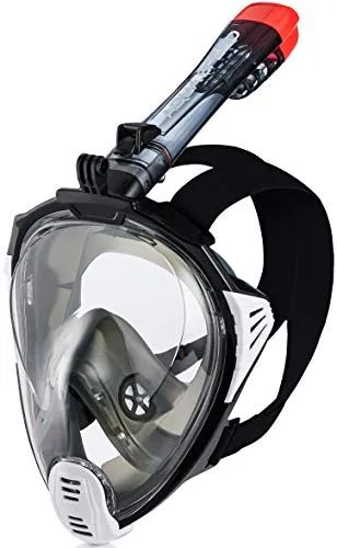 Aqua Speed Tauchmaske mit Schnorchel Erwachsene I Voll Tauchermaske I Full Face Schnorchelmask I Halterung für GoPro Kamera I Schwimmen I + Mikrofasertuch I Gr. L-XL, 17.Schwarz I Drift