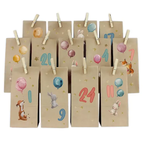 Adventsaufkleber Set Hasen Bogen Basteln Advent Aufkleber Y048-12