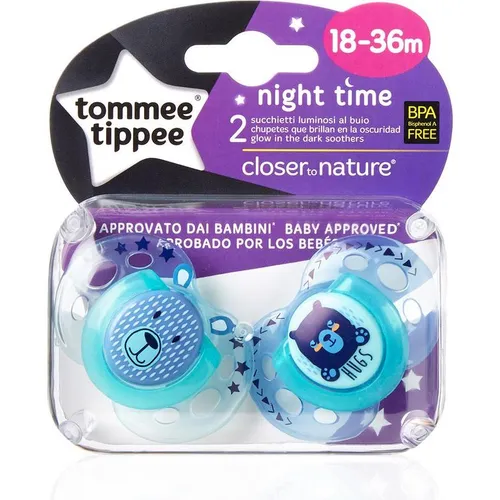 Tommee Tippee Night Time, Night baby pacifier, Orthodontic, Silicone (2 x, ab 18 Monaten) (TT0363)