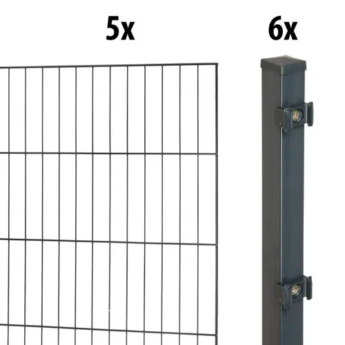 10m Einstabmattenzaun Set Standard 50cm hoch anthrazit mit 6 Pfosten