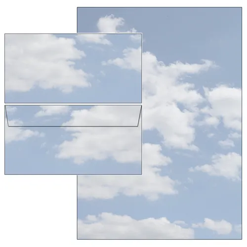 Wolken Clouds Himmel blau Set Motivpapier Briefpapier 20 Blatt A4 + 10 Kuverts