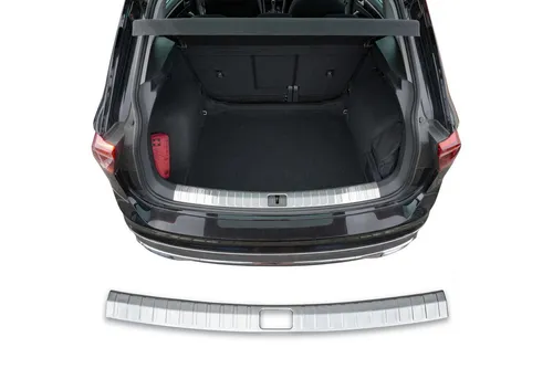 RECAMBO Ladekantenschutz für VW Tiguan II - Abdeckblenden, schützt den Lack im Ladebereich vor Kratzern und Witterungseinflüssen, hochwertige V2A Edelstahl-Oberfläche für exklusive Optik und perfekte Passform.