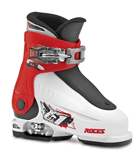 Roces Kinder Skischuhe Idea Up - Größenverstellbar, White-Red-Black - Skischuhe für Kinder mit patentiertem Verstellsystem, ideal für wachsende Füße (EU 25-29). Anatomisch gepolsterter Innenschuh sorgt für Komfort und perfekten Sitz.