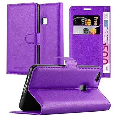 Cadorabo Hülle kompatibel mit Huawei P10 LITE Handyhülle aus Premium Kunst Leder Flip Klappbare Stoßfeste Magnetische [Standfunktion] [Kartenfächern] Cover Hülle für Huawei P10 LITE Tasche in Lila