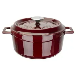 LAVA Gusseisentopf mit Deckel, emailliert, Ø 24 cm - Rot - Der LAVA Gusseisentopf vereint ansprechendes Design mit optimaler Wärmeverteilung. Ideal für Schmorgerichte und Eintöpfe, ist er für alle Herdarten geeignet und sorgt für köstliche Ergebnisse.