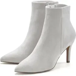 LASCANA High-Heel-Stiefelette hellgrau Größe 37 - Wanderschuhe, vegane Stiefelette aus hochwertiger Microfaser mit bequemer Kunstleder-Decksohle für stilvolle Abenteuer.