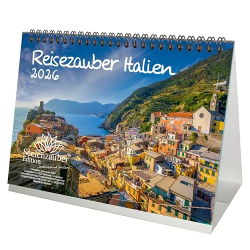 Reisezauber Italien DIN A5 Tischkalender für 2026 Rom Urlaub Strand Meer Mediterran Italien - Seelenzauber
