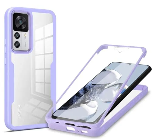betterfon 360 Grad Hülle, Handyhülle mit eingebautem Displayschutz für Xiaomi Redmi 12T / 12T Pro in Lila