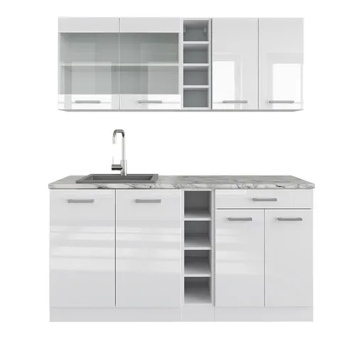 Vicco Küchenzeile R-Line Single in Weiß Hochglanz