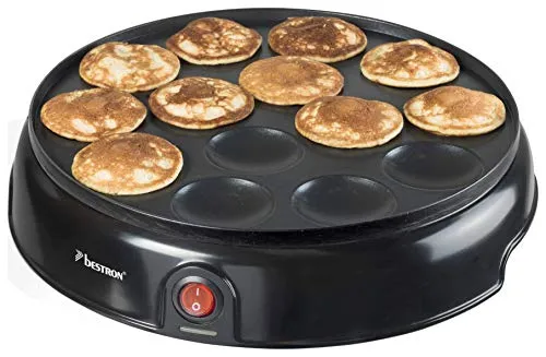 Bestron Poffertjes Maker im Retro Design - Mini Pfannkuchen Automat, 800 W mit Antihaftbeschichtung für perfekte Poffertjes und einfache Reinigung