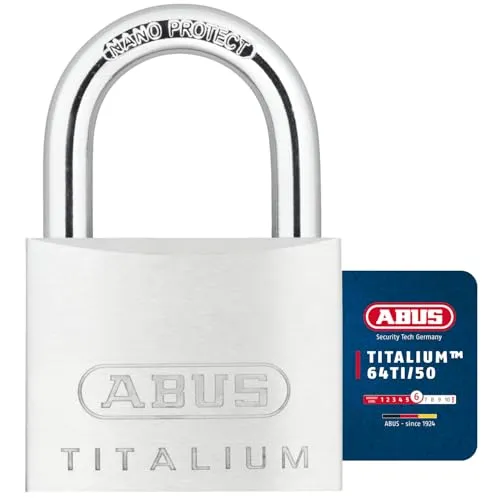 ABUS Vorhängeschloss Titalium 64TI/50 gl.-6513 - gleichschließend - Kellerschloss mit Schlosskörper aus Spezial-Aluminium - gehärteter Stahlbügel - ABUS-Sicherheitslevel 6
