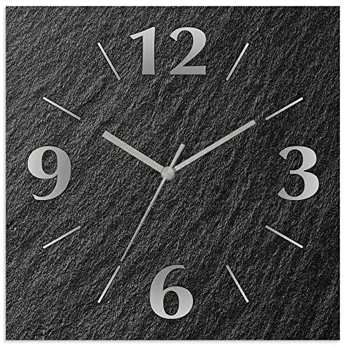 ARTLAND Wanddeko Wanduhr ohne Tickgeräusche - Wohnaccessoires: Lautlose analoge Funkuhr in Schieferoptik, ideal für jedes Zimmer und Made in Germany – keine störenden Geräusche!