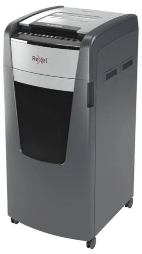 Rexel Optimum AutoFeed+ 600 X - Automatischer Aktenvernichter für große Büros, 600 Blatt Einzug, Sicherheitsstufe P4, Partikelschnitt, 110 Liter Abfallbehälter und 240 Minuten Laufzeit
