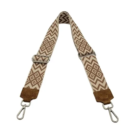 5cm breiter Ersatz Handtaschengurt Taschengurt Schultergurt Tragegurt Schulterriemen Made in Italy (5cm braun-weiß-014)