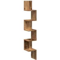 vidaXL Wand-Eckregal Altholz-Optik 20x20x127,5 cm - Schweberegal aus Holzwerkstoff mit platzsparendem Design, ideal für die stilvolle Aufbewahrung von Sammlungen und Deko in jedem Raum.