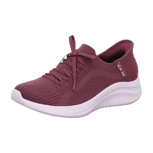 Skechers Damen Sneakers - Hands Free Slip-Ins in Burgunder, 36 EU - Damen-Sneaker mit exklusivem Fersenkissen für sicheren Halt und luftgekühlter Memory-Schaum Innensohle für maximalen Komfort.