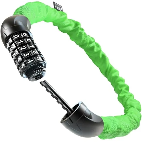 Büchel Sekura Fahrradschloss 90 cm mit 5-Zahlen-Code - Kettenschloss Kinder & Erwachsene mit Großem Zahlenfeld & Nylonbezug - Leichtes Fahrradschloss Hohe Sicherheit aus Gehärtetem Stahl