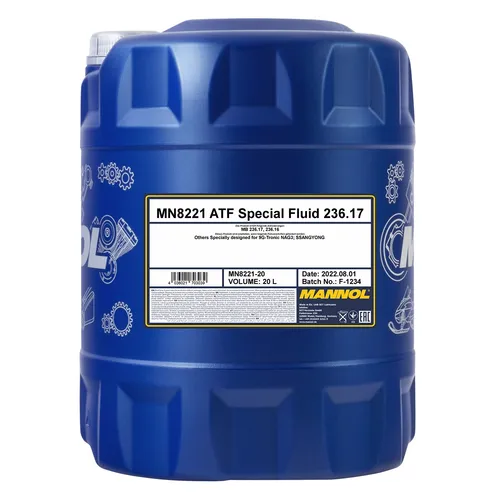 MANNOL 20 L ATF SPECIAL FLUID 236.17 - Vollsynthetisches Automatikgetriebeöl, ideal für 9G-TRONIC-Getriebe, sorgt für optimale Leistung und Schutz bei allen Fahrbedingungen.