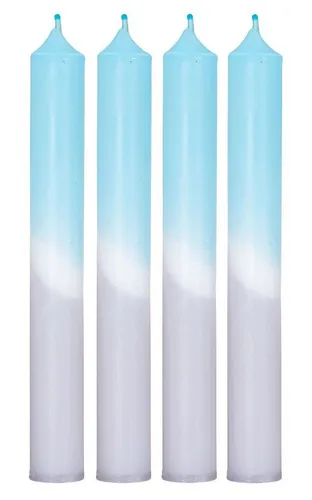 Levandeo® Tafelkerze, 4er Set Stabkerzen H20cm Blau Weiß Farbverlauf Dip Dye Kerzen Deko
